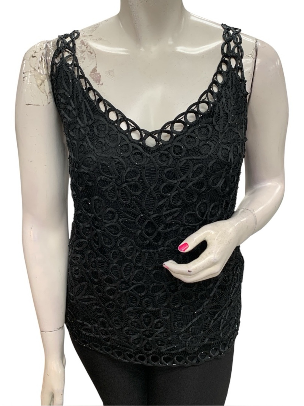 Carole Little Black Crochet Lace Camisole Size 2X